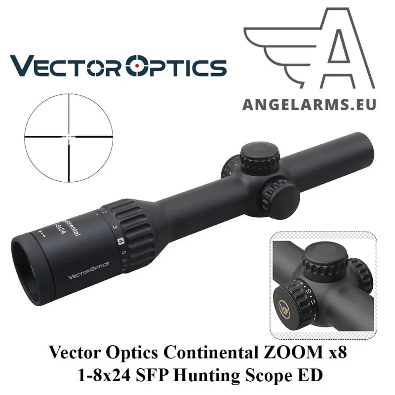 Vector Optics Continental ZOOM x8 1-8x24 SFP medības Tēmēklis ED