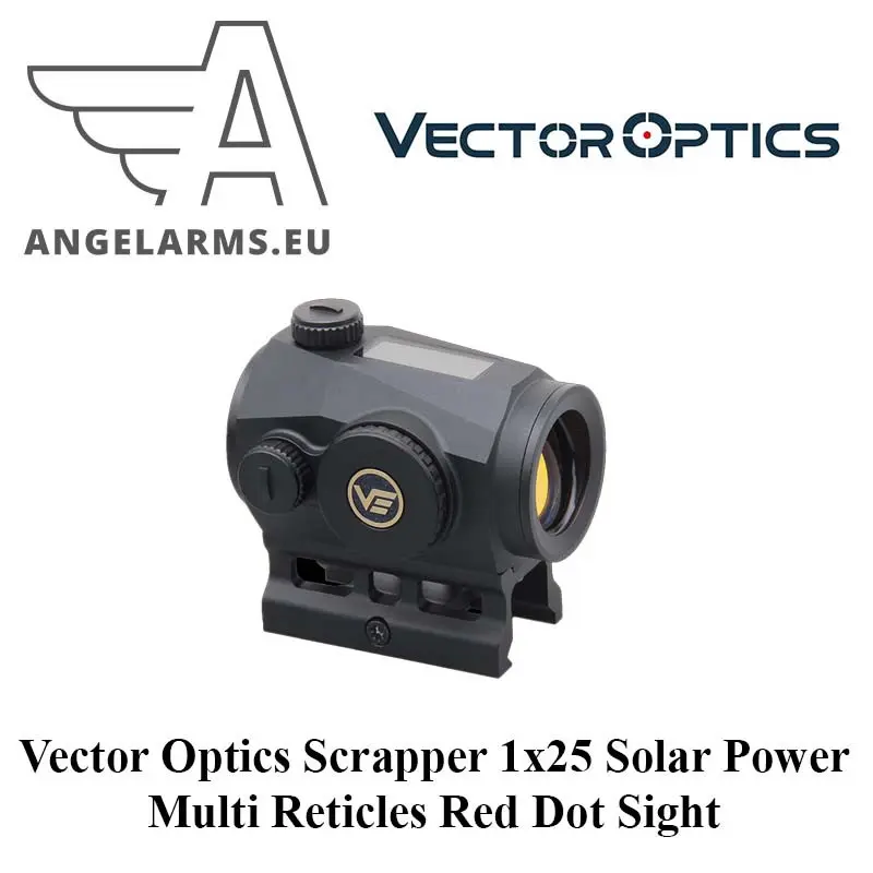 Vector Optics Scrapper 1x25 Solar Power Multi Reticles Red Dot Sight