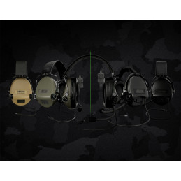 Sordin Supreme MIL AUX Hearing Protector - Active Military Hearing Protector - AUX Connector, ARC Connector & Green Capsule