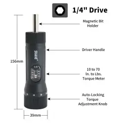 SHAHE 1/4" Drive Torque Screwdriver Wrench Set 10-70 In-lb 10 Pieces Bits Set for Maintenance Tools Bike Repairing and Mounting