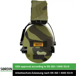 Sordin Supreme Pro-X LED Hearing Protection - Active Hearing Protector - EN 352 - Gel Cushion, Camo Band & Camo Capsule