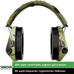 Sordin Supreme Pro-X LED Hearing Protection - Active Hearing Protector - EN 352 - Gel Cushion, Camo Band & Camo Capsule