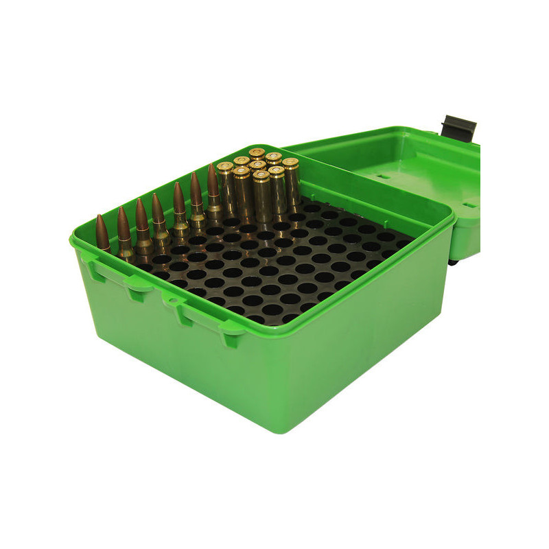 MTM Case-gard R-100 - Deluxe Ammo Box 100 Round Handle 22-250 to 458 Win MTM Case-gard R-100 - Deluxe Ammo Box 100 Round Handle 22-250 to 458 Win