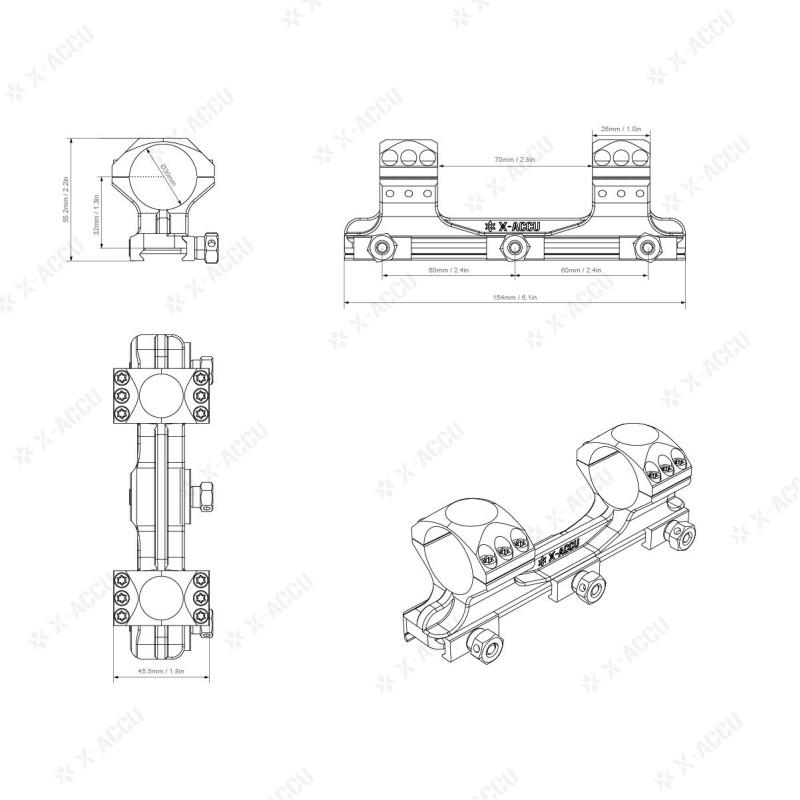 Vector Optics X-ACCU Monoblock 30mm 1.2" Medium Profil 1- Stück 0MOA Picatinny www.angelarms.eueinem Stück 