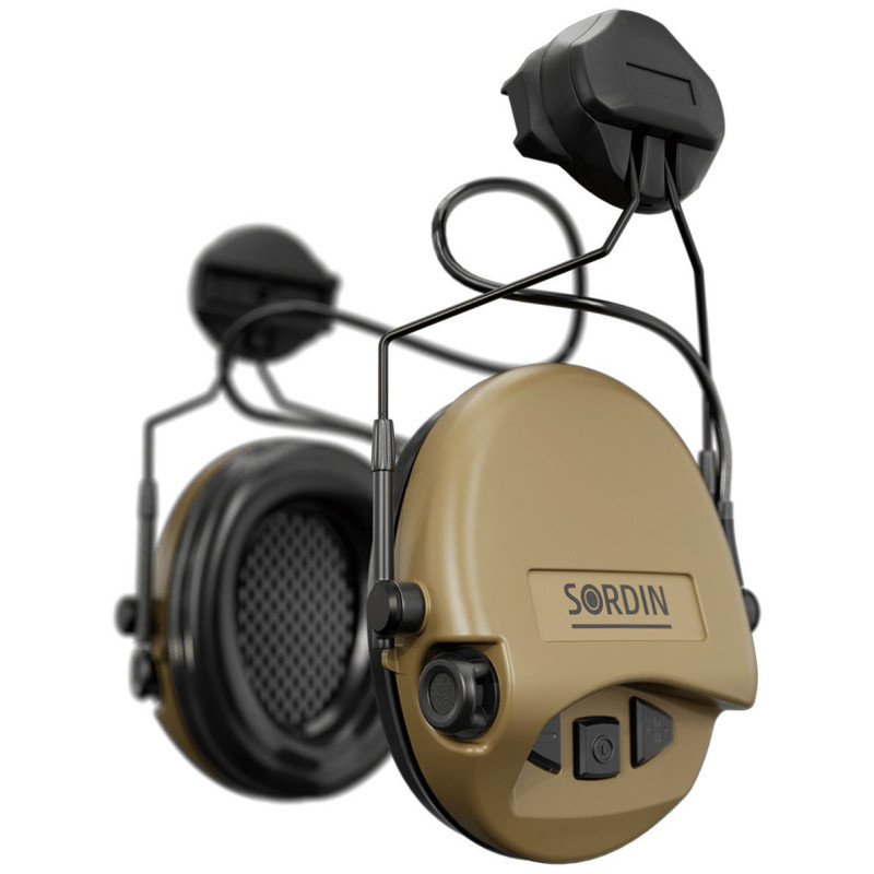 Sordin Supreme MIL AUX hearing protection - active military hearing protection - AUX socket, ARC connector & beige capsule Sordin Supreme MIL AUX hearing protection - active military hearing protection - AUX socket, ARC connector & beige capsule