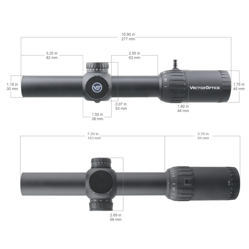 Vector Optics Constantine 1-10x24 Riflescope Fiber Dot Reticle