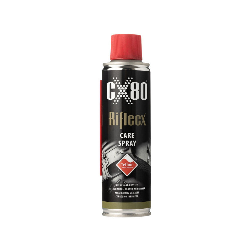 RifleCX CARE SPRAY with TEFLON 200 ML preserves your weapon and eliminates micro-damage. RifleCX CARE SPRAY with TEFLON 200 ML preserves your weapon and eliminates micro-damage.