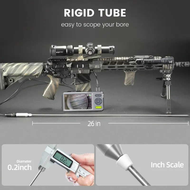 Teslong NTG500H 26-Zoll / 66cm Rigid Rifle Borescope mit 5-Zoll IPS-Bildschirm + 5 verschiedene Grenspiegel www.angelarms.eu