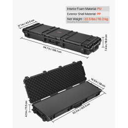 VEVOR 55-Inch Rolling Hard Rifle Case with Customizable Foam (IP67 Waterproof)