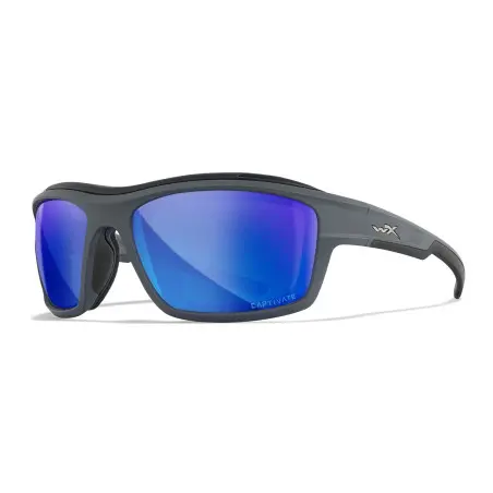 Wiley-X WX Ozone sunglasses (Matte Grey/CAPTIVATE™ Polarized Blue Mirror)