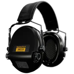 Sordin Supreme Pro-X Slim earmuffs - active hunting earmuffs - EN 352 - foam cushion, leather band, black