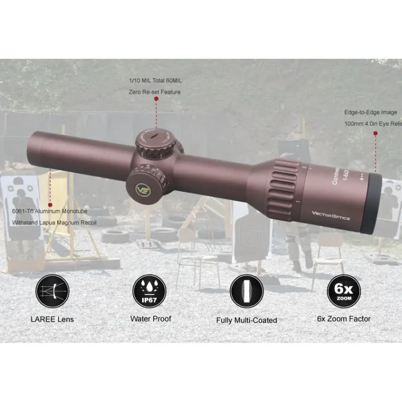 Vector Optics Continental x6 1-6x24 Tactical LPVO Riflescope FDE Vector Optics Continental x6 1-6x24 Tactical LPVO Riflescope FDE