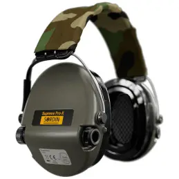 Sordin Supreme Pro-X Hearing Protection - Active Hunting Hearing Protector - EN 352 - Gel Cushion, Camo Band & Green Capsule