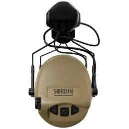 Sordin Supreme MIL AUX hearing protection - active military hearing protection - AUX socket, ARC connector & beige capsule