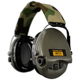 Sordin Supreme Pro-X Hearing Protection - Active Hunting Hearing Protector - EN 352 - Gel Cushion, Camo Band & Green Capsule