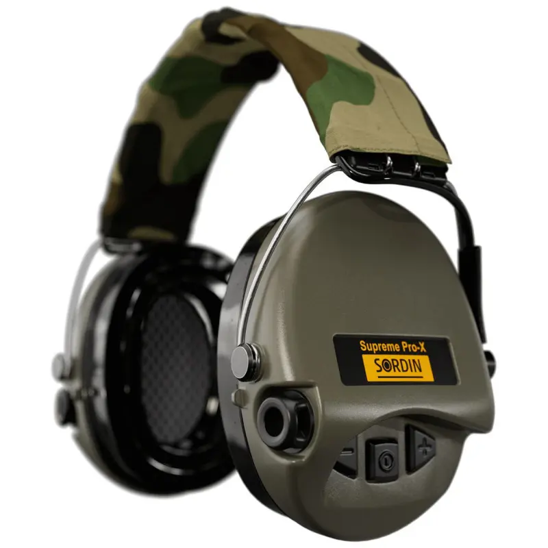 Sordin Supreme Pro-X Hearing Protection - Active Hunting Hearing Protector - EN 352 - Gel Cushion, Camo Band & Green Capsule Sordin Supreme Pro-X Hearing Protection - Active Hunting Hearing Protector - EN 352 - Gel Cushion, Camo Band & Green Capsule