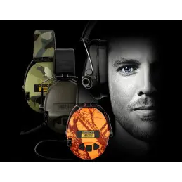 Sordin Supreme Pro-X Hearing Protection - Active Hunting Hearing Protector - EN 352 - Gel Cushion, Camo Band & Green Capsule